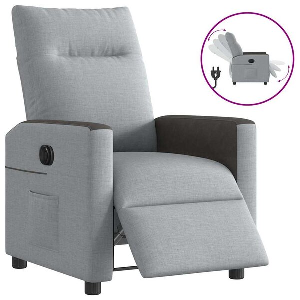 vidaXL Fauteuil inclinable électrique Gris clair Tissu