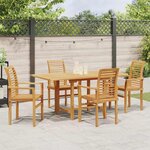 vidaXL Ensemble de salle à manger pour jardin 5 Pièces Marron Teck massif