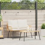 Set de Salle à Manger de Jardin 2 Pièces avec Coussins en Poly Rattan Naturel
