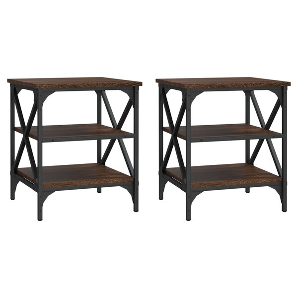 vidaXL Tables d'appoint 2 Pièces Chêne marron 40x42x50 cm Bois ingénierie