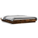 vidaXL Cadre de lit avec lumières LED chêne fumé 150x200 cm