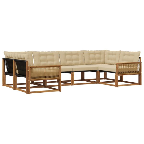 vidaXL Ensemble de canapés d'extérieur 6 Pièces Naturel et Beige