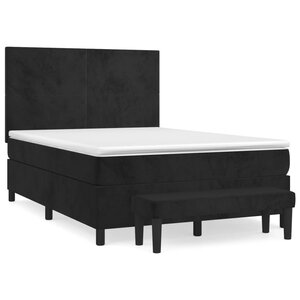 vidaXL Sommier à lattes de lit avec matelas Noir 140x200 cm Velours