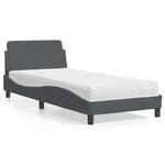 vidaXL Lit avec matelas gris foncé 80x200 cm velours