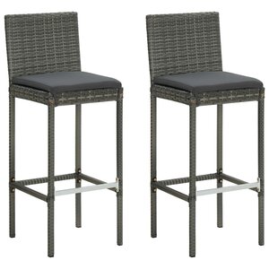 vidaXL Tabourets de bar de jardin et coussins lot de 2 résine tressée