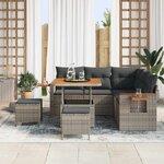 vidaXL Ensemble de canapé de jardin 8 Pièces Gris polyrotin