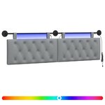vidaXL Tête de lit suspendue Avec lumière LED Gris clair Tissu