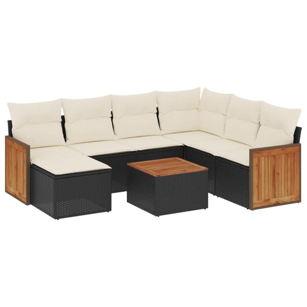 vidaXL Salon de jardin 8 Pièces avec coussins noir résine tressée