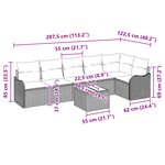 Ensemble de Canapé de Jardin vidaXL 6 Pièces avec Coussins en Rotin Marron