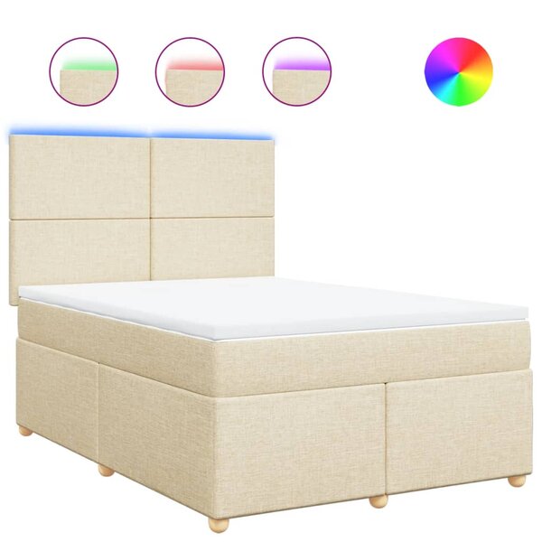 vidaXL Sommier à lattes de lit avec matelas Crème 140x200 cm Tissu