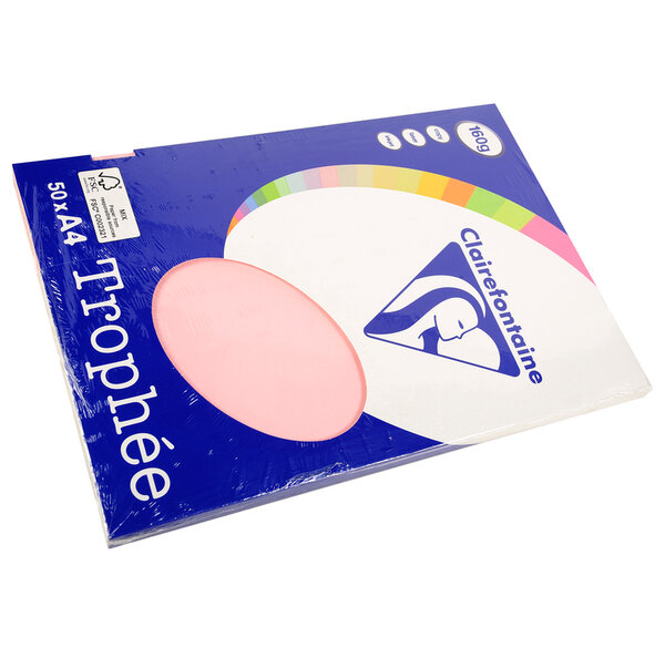 Ramette 50 Feuilles Papier 160g A4 210x297 mm Certifié FSC rose TROPHÉE