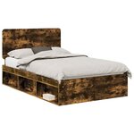 vidaXL Cadre de lit Chêne fumé 120 x 190 cm Bois de pin massif