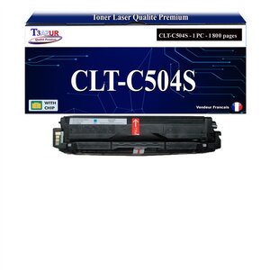 T3AZUR - Toner compatible avec Samsung CLT-C504S pour Samsung Xpress SL-C1453 - SL-C1454 SL-C1404 SL-C1810 SL-C1810W SL-C1860 SL-C1860FW - Cyan