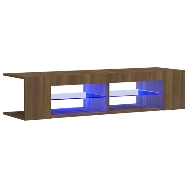vidaXL Meuble TV avec lumières LED chêne marron 135x39x30 cm