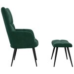 vidaXL Chaise de relaxation avec tabouret Vert foncé Velours