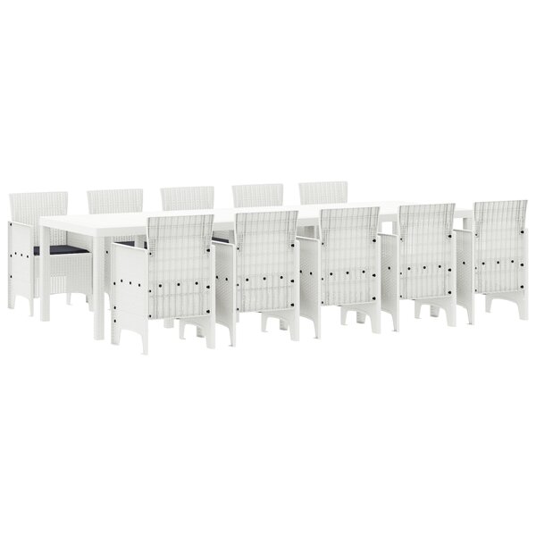 Ensemble Salle à Manger Jardin vidaXL 11 pièces avec Coussins Blanc Rotin Synthétique