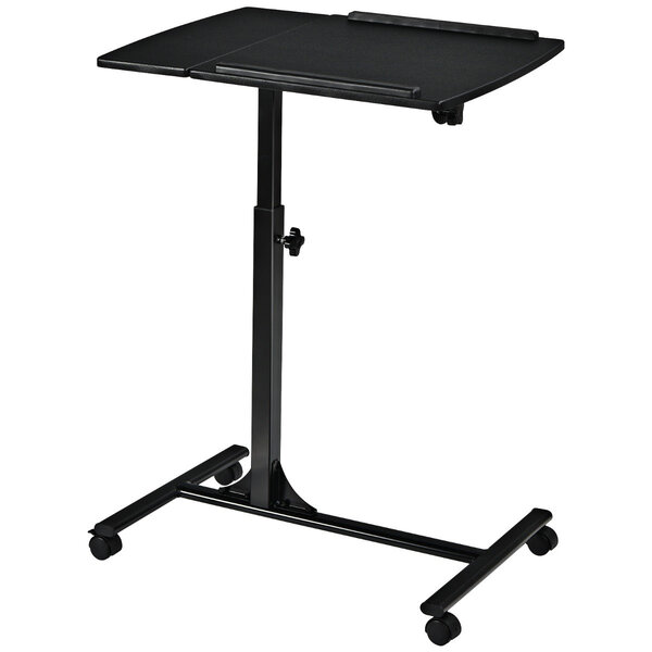 Table d’ordinateur pliable 71-93 cm hauteur réglable avec 4 roulettes tablette surface couleur noir 20_0005381