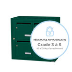 Bloc collectif Leabox 2x2  grade 3  simple face  intérieur  fixation murale  vert mousse ral 6005 finition brillante