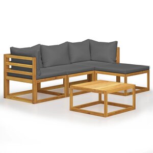 vidaXL Salon de jardin 5 Pièces avec coussins Bois d'acacia solide