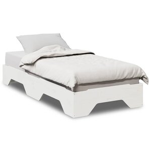 vidaXL Cadre de lit sans matelas empilable blanc 90x190 cm bois massif