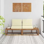 vidaXL Canapé d'extérieur en bout 2 Pièce Naturel et Crème