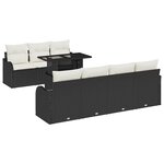 vidaXL Ensemble de canapé de jardin avec coussin 8 Pièces Noir Poly rotin