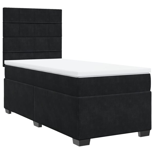 vidaXL Sommier à lattes de lit et matelas Noir 80x200 cm Velours