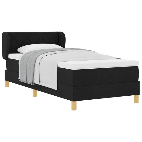 vidaXL Lit à ressorts avec matelas Noir 100 x 200 cm tissu