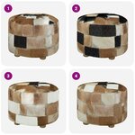 vidaXL Pouf Cuir véritable Rond 50 x 50 x 45 cm