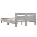 vidaXL Cadre de lit avec LED sans matelas gris béton 135x190 cm