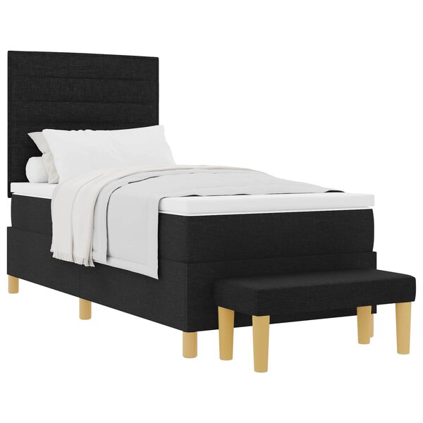 vidaXL Lit à ressorts avec tête de lit Noir 200 x 90 cm tissu