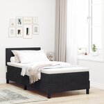 Lit avec Sommier à Ressorts et Matelas & LED Noir 90x190 cm Velours