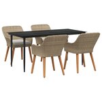 vidaXL Ensemble de salle à manger de jardin 5 pièces beige en poly rattan