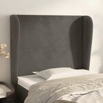 vidaXL Tête de lit avec oreilles Gris foncé 103x23x118/128 cm Velours