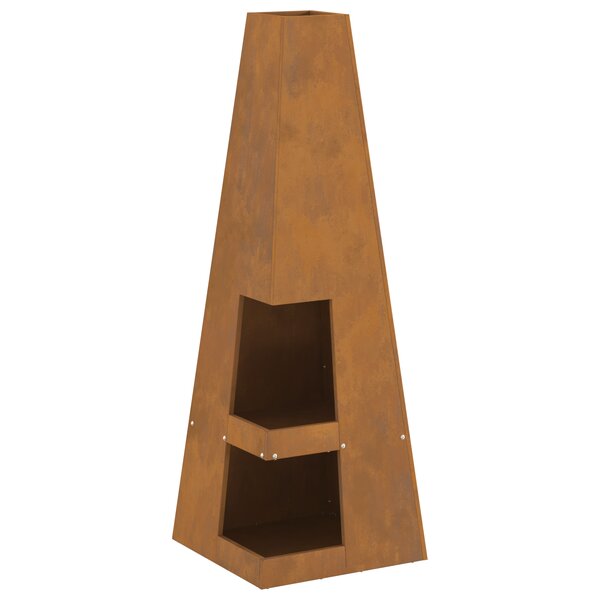 vidaXL Fosse à feu avec rangement pour bûches  35x35x100 cm  en acier vieilli.