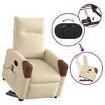 vidaXL Fauteuil inclinable de massage Crème Tissu