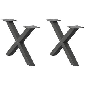 vidaXL Pieds de table basse en forme de X  2 pièces  anthracite  50 x (30-31) cm  acier