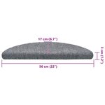 vidaXL Tapis d'escalier autocollants 30 pièces 56 x 17 x 3 cm Gris clair Demi-rond
