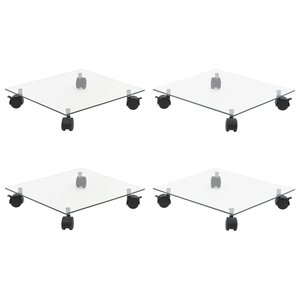 vidaXL Supports roulants à plantes 4 Pièces 35x35 cm Carré Verre trempé