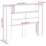 vidaXL Cabinet de Tête de Lit avec LED Sonoma 140 x 16 5 x 103 5 cm