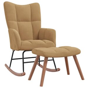 vidaXL Chaise à bascule avec tabouret en velours marron