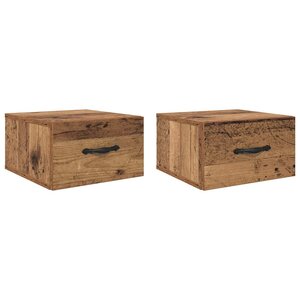 vidaXL Cabinet de chevet avec tiroir 2 Pièces Bois ancien 35 x 35 x 20 cm