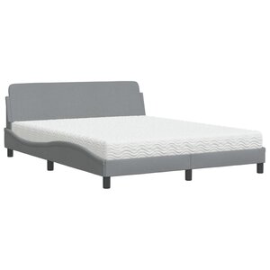 vidaXL Lit avec matelas Dover gris clair 160x200 cm tissu
