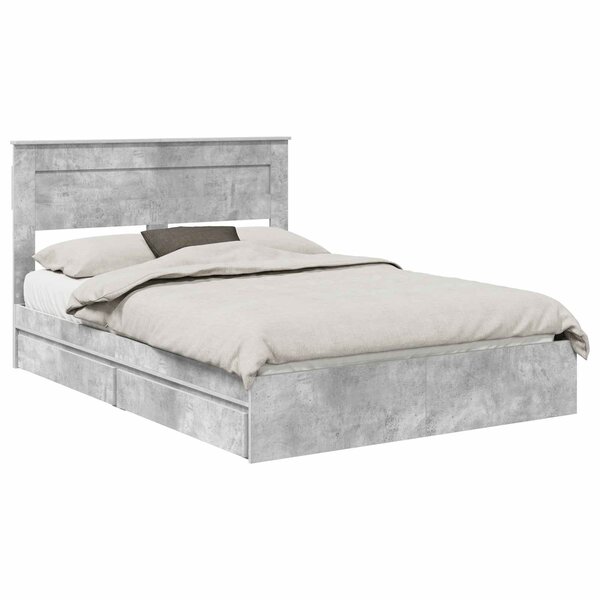 vidaXL Lit de Rangement Gris béton 150 x 200 cm Bois d'ingénierie