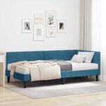 vidaXL Cadre de lit d'angle avec matelas 2 pc Bleu 80 x 200 cm Velours