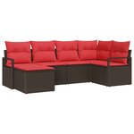 vidaXL Ensemble de canapé de jardin avec coussin 6 Pièces Marron et rouge