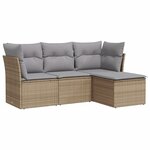 vidaXL Salon de jardin avec coussins 4 Pièces beige résine tressée