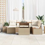 vidaXL Ensemble de canapé de jardin 7 Pièces Beige Poly rotin