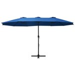 vidaXL Parasol d'extérieur et poteau en aluminium 460x270 cm Bleu