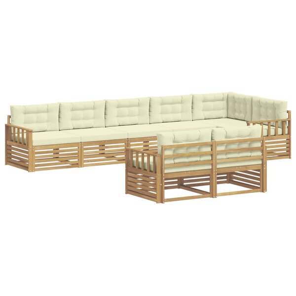 vidaXL Ensemble de canapés d'extérieur 8 pc Blanc et crème Polyester